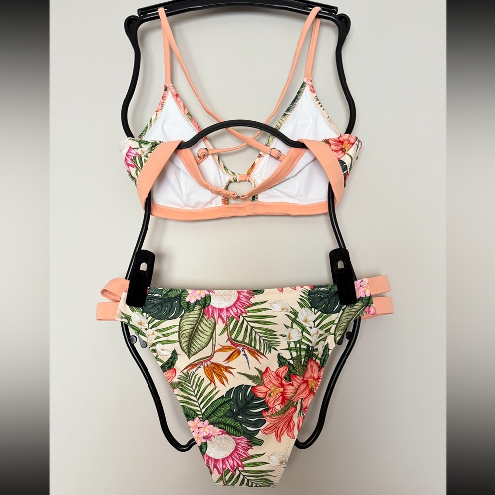 NWTCupshe Floral Print Bikini in Green and Pink - Picture 7 of 11